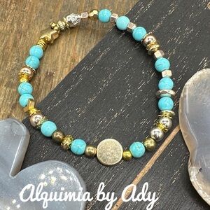 Alquimia by Ady Turquoise and Gold Beaded Bracelet